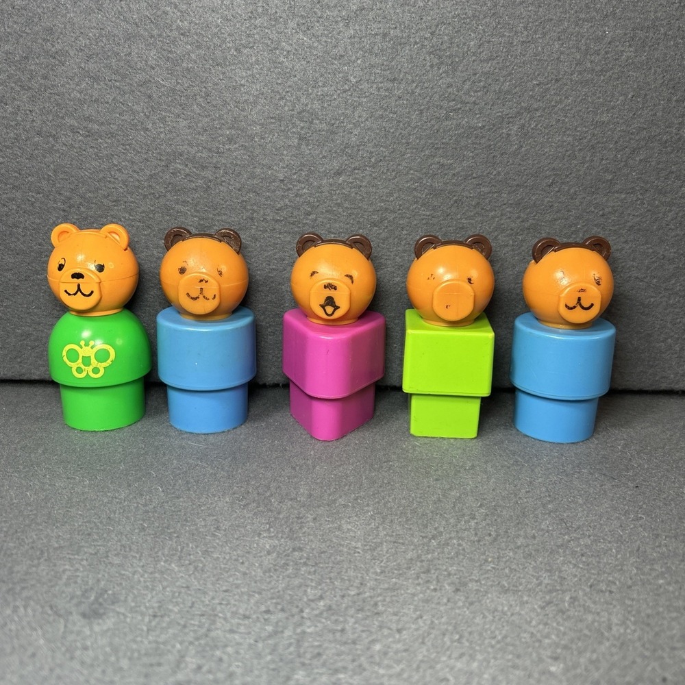 Vintage 1984 Fisher Price Little People Chunky Figures Lot of 5 Teddy Bear